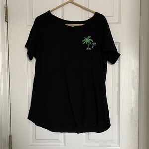 Old Navy Black Tee with Green Palm Design